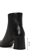Woman Black Zip Closure Thick-Heeled Leather Boots | Derimod Woman Black Zip Closure Thick-Heeled Leather Boots | Derimod