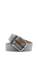 Men's Gray Suede Leather Belt | Derimod Men's Gray Suede Leather Belt | Derimod