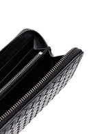 Erkek Siyah Örgülü Deri Cüzdan | Derimod Erkek Siyah Örgülü Deri Cüzdan | Derimod