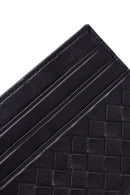 Erkek Siyah Örgülü Deri Kartlık | Derimod Erkek Siyah Örgülü Deri Kartlık | Derimod