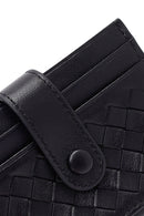 Erkek Siyah Örgülü Deri Kartlık | Derimod Erkek Siyah Örgülü Deri Kartlık | Derimod