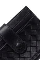 Erkek Siyah Örgülü Deri Kartlık | Derimod Erkek Siyah Örgülü Deri Kartlık | Derimod