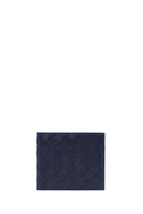 Men's Navy Blue Braided Leather Wallet | Derimod Men's Navy Blue Braided Leather Wallet | Derimod