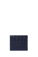 Men's Navy Blue Braided Leather Wallet | Derimod Men's Navy Blue Braided Leather Wallet | Derimod