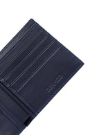 Men's Navy Blue Braided Leather Wallet | Derimod Men's Navy Blue Braided Leather Wallet | Derimod