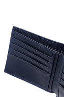 Men's Navy Blue Braided Leather Wallet | Derimod Men's Navy Blue Braided Leather Wallet | Derimod