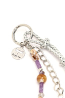 Kadın Mor Zincir Detaylı Boncuklu Metal Charm | Derimod Kadın Mor Zincir Detaylı Boncuklu Metal Charm | Derimod