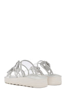 Women's Transparent Double Buckle Stone-Embellished Slippers | Derimod Women's Transparent Double Buckle Stone-Embellished Slippers | Derimod