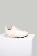 Beige Women's Sports Shoes with Staple Detail | Derimod Beige Women's Sports Shoes with Staple Detail | Derimod