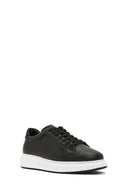 Erkek Siyah Bağcıklı Deri Sneaker | Derimod Erkek Siyah Bağcıklı Deri Sneaker | Derimod