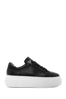 Kadın Siyah Bağcıklı Kalın Tabanlı Deri Sneaker | Derimod Kadın Siyah Bağcıklı Kalın Tabanlı Deri Sneaker | Derimod