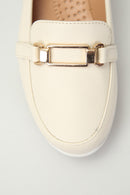 Dolgu Topuklu Bej Kadın Deri Loafer | Derimod Dolgu Topuklu Bej Kadın Deri Loafer | Derimod