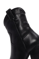 Women's Black Zippered Leather Cowboy Boots | Derimod Women's Black Zippered Leather Cowboy Boots | Derimod