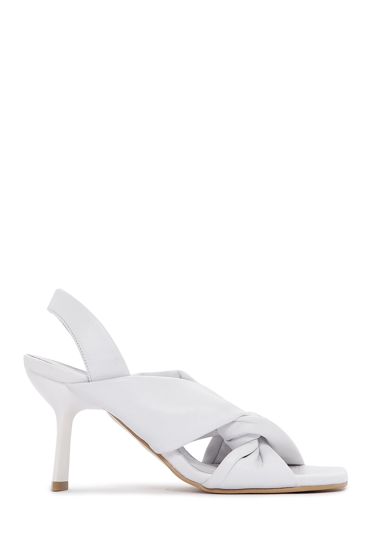 Kadın Beyaz Deri Topuklu Sandalet 23SFD130618 | Derimod