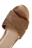 Kadın Bronz Bilekten Bantlı Dolgu Topuklu Sandalet | Derimod