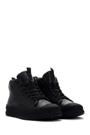 Men's Black Leather High Top Sneaker | Derimod Men's Black Leather High Top Sneaker | Derimod