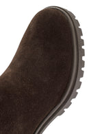 Woman Brown Zippered Suede Heels Leather Boat | Derimod Woman Brown Zippered Suede Heels Leather Boat | Derimod