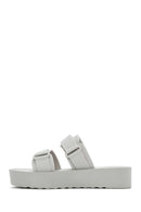 Women's Grey Banded Thick Soled Jelly Slippers | Derimod Women's Grey Banded Thick Soled Jelly Slippers | Derimod