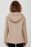 Roma Kadın Bej Kapüşonlu Çift Taraflı Oversize Deri Ceket | Derimod Roma Kadın Bej Kapüşonlu Çift Taraflı Oversize Deri Ceket | Derimod