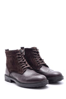 Men's Suede Detailed Leather Boots | Derimod Men's Suede Detailed Leather Boots | Derimod