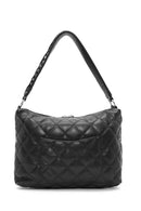 Kadın Siyah Uzun Askılı Kapitone Desenli Omuz Çantası | Derimod Kadın Siyah Uzun Askılı Kapitone Desenli Omuz Çantası | Derimod