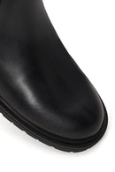 Woman Black Zip Closure Thick-Soled Leather Boot | Derimod Woman Black Zip Closure Thick-Soled Leather Boot | Derimod