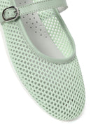 Woman Mint Green Buckled Mesh Ballerine flats | Derimod Woman Mint Green Buckled Mesh Ballerine flats | Derimod