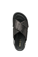 Geox Women's Black D Adelash E - Shi.Goat Lea Knitted Leather Sandals | Derimod Geox Women's Black D Adelash E - Shi.Goat Lea Knitted Leather Sandals | Derimod