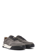 Erkek Gri Bağcıklı Nubuk Deri Sneaker | Derimod Erkek Gri Bağcıklı Nubuk Deri Sneaker | Derimod