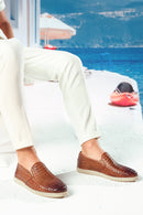 Erkek Taba Örgü Deri Casual Loafer | Derimod Erkek Taba Örgü Deri Casual Loafer | Derimod