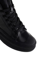 Men's Black Leather High Top Sneaker | Derimod Men's Black Leather High Top Sneaker | Derimod