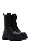 Women's Black Leather Thick Soled Boots | Derimod Women's Black Leather Thick Soled Boots | Derimod