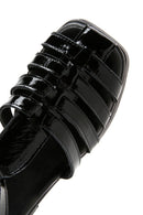Women's Leather Patent Leather Thick Heeled Platform Sandals | Derimod Women's Leather Patent Leather Thick Heeled Platform Sandals | Derimod