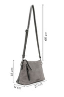Woman Gray Long-Strap Suede Crossbody Bag | Derimod Woman Gray Long-Strap Suede Crossbody Bag | Derimod