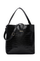 Women's Black Long Strap Crocodile Shoulder Bag | Derimod Women's Black Long Strap Crocodile Shoulder Bag | Derimod