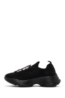 Derimod Zero Women's Black Lace-Up Stone Detailed Fabric Sneakers | Derimod Derimod Zero Women's Black Lace-Up Stone Detailed Fabric Sneakers | Derimod