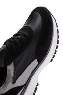 Kadın Siyah Deri Süet Detaylı Sneaker | Derimod Kadın Siyah Deri Süet Detaylı Sneaker | Derimod