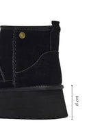 Woman Black Thick-Soled Suede Teddy Boots | Derimod Woman Black Thick-Soled Suede Teddy Boots | Derimod