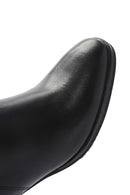 Women's Black Thick Heeled Zippered Leather Boots | Derimod Women's Black Thick Heeled Zippered Leather Boots | Derimod