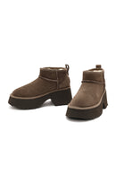 Women's Mink Thick Soled Suede Leather Teddy Boots | Derimod Women's Mink Thick Soled Suede Leather Teddy Boots | Derimod
