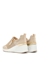 Derimod Zero Kadın Bej Fermuarlı Dolgu Topuklu Kumaş Sneaker | Derimod Derimod Zero Kadın Bej Fermuarlı Dolgu Topuklu Kumaş Sneaker | Derimod