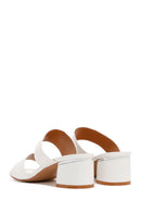 Women's White Short Thick Heeled Slippers | Derimod Women's White Short Thick Heeled Slippers | Derimod