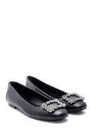 Women's Leather Stone Ballerinas | Derimod Women's Leather Stone Ballerinas | Derimod