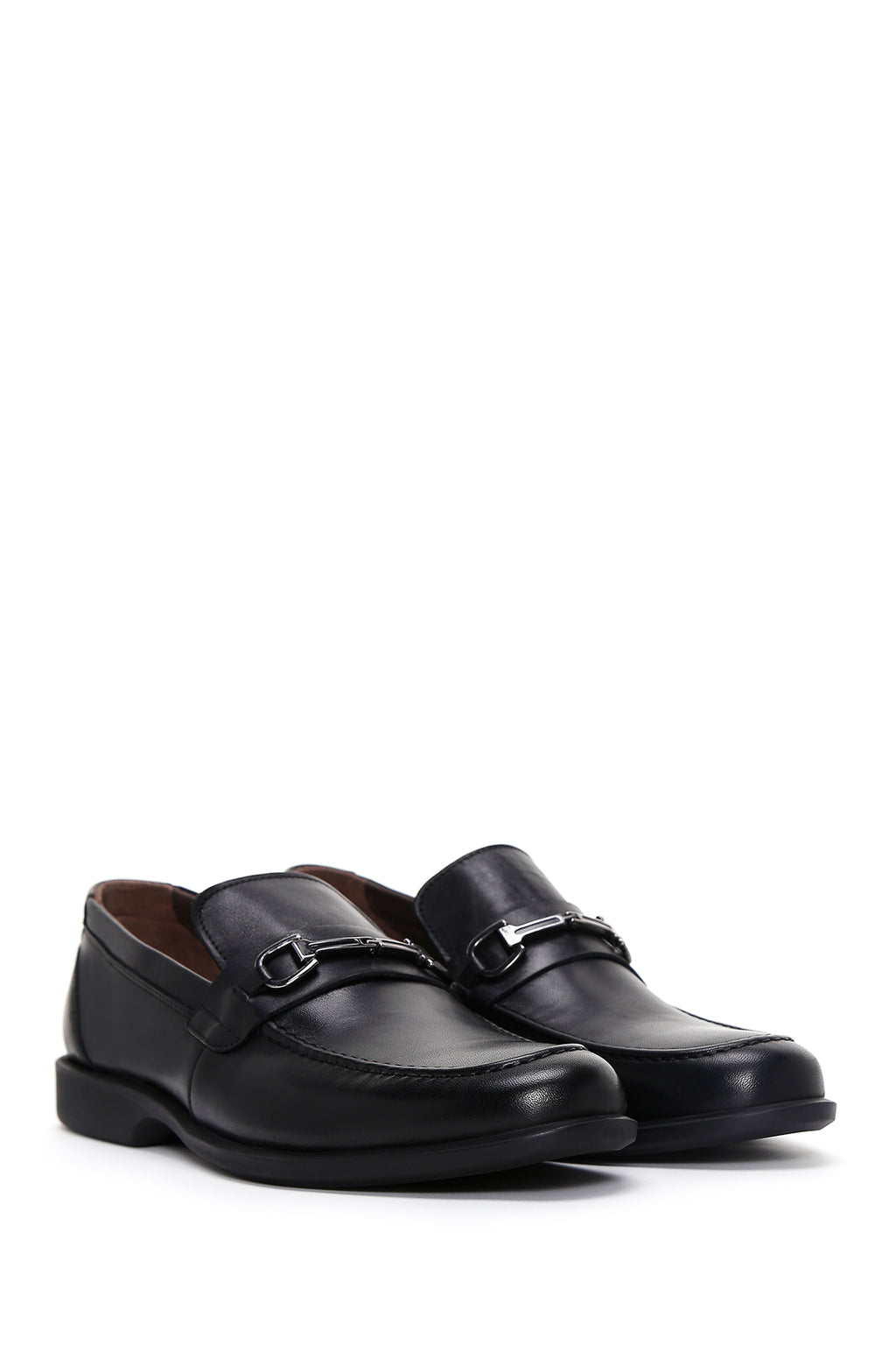 Erkek Siyah Deri Tokalı Klasik Loafer