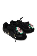Kadın Siyah Bağcıklı Charmlı Leopar Deri Sneaker | Derimod Kadın Siyah Bağcıklı Charmlı Leopar Deri Sneaker | Derimod