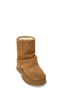Woman Camel Thick-Soled Suede Teddy Boots | Derimod Woman Camel Thick-Soled Suede Teddy Boots | Derimod
