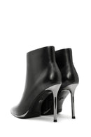 Women's Black Zippered Thin Heeled Leather Boots | Derimod Women's Black Zippered Thin Heeled Leather Boots | Derimod