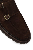 Male Brown Double-Buckle Thick-Soled Suede Casual Shoes | Derimod Male Brown Double-Buckle Thick-Soled Suede Casual Shoes | Derimod