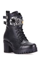 Stoned Women's Leather Boots | Derimod Stoned Women's Leather Boots | Derimod