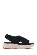 Women's Black Strapped Thick-Soled Fabric Comfort Sandals | Derimod Women's Black Strapped Thick-Soled Fabric Comfort Sandals | Derimod